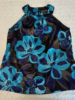Apt. 9 Blue Floral Print Sequin Detail Women’s Halter Top